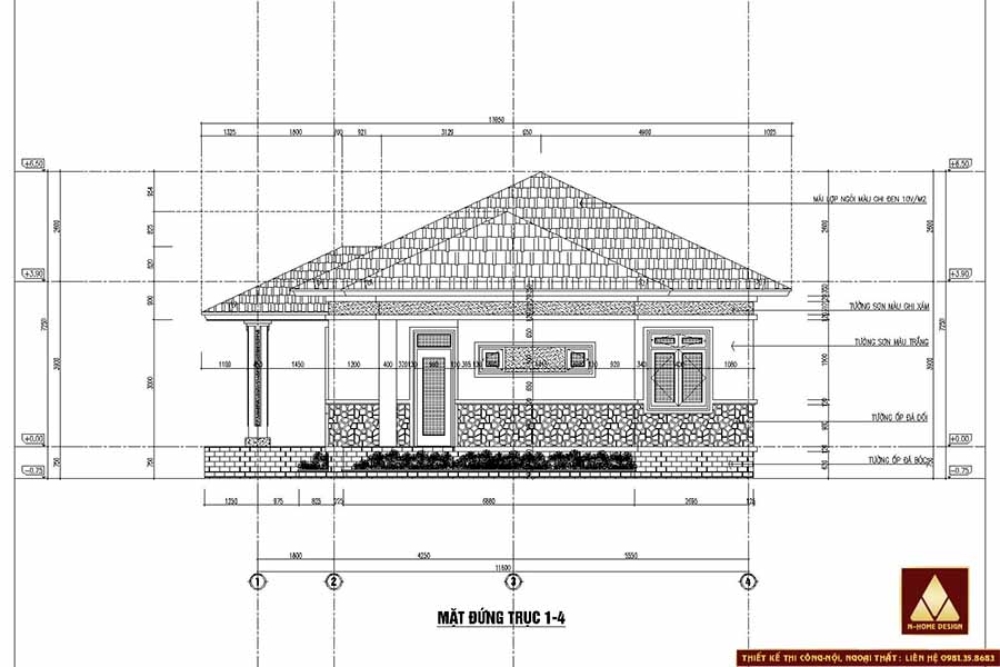 nhà mái nhật 1 tầng 3 phòng ngủ