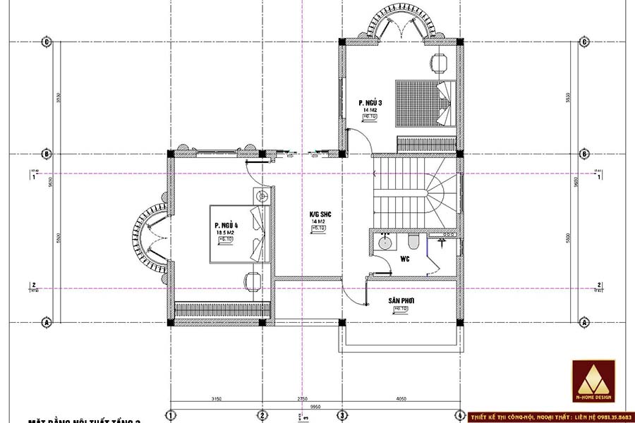 Nhà 3 tầng mái nhật tân cổ điển đẹp