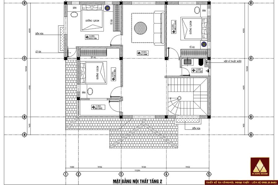 Mặt bằng nội thất tầng 2