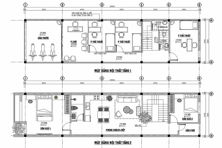 Mặt bằng công năng nhà 2 tầng mái thái ngang 5m