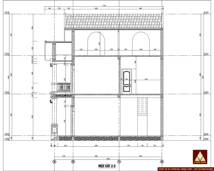 Bản vẽ mặt cắt dọc nhà