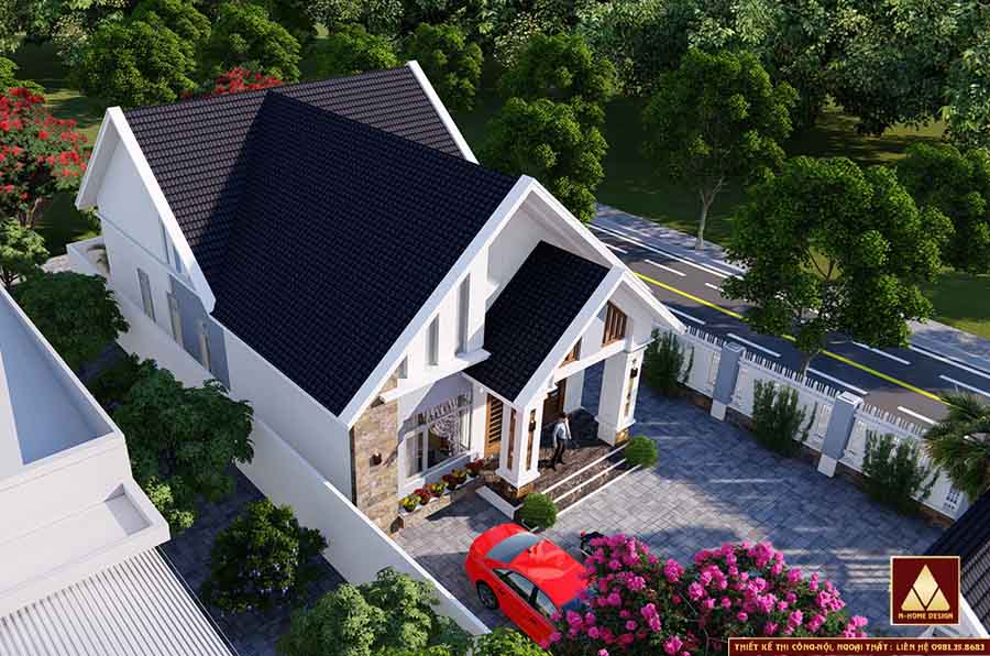 nhà mái thái 1 tầng 100m2